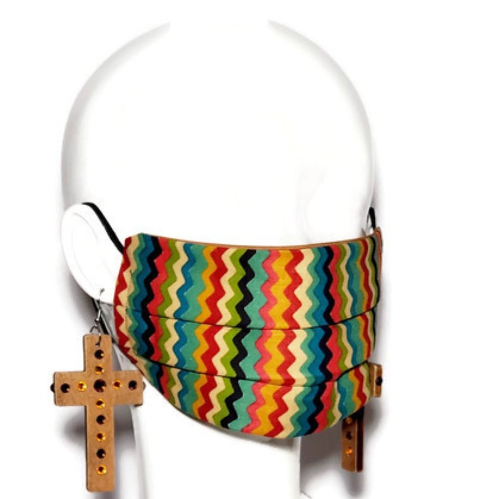 Zig Zag Multi Clr Handmade Face Mask, Reuse & Wash